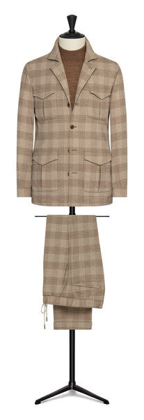 Fall / Winter 2022 Informal Custom Suit - sand melange stretch wool-linen blend with hazelnut check by CARLO BARBERA