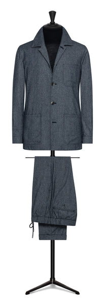 Fall / Winter 2022 Informal Custom Suit - denim blue stretch wool-cotton-cashmere flannel by BOTTO GIUSEPPE