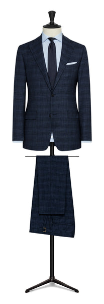 Fall / Winter 2022 Custom Suit - neapolitan blue wool-silk with subtle check by COLOMBO