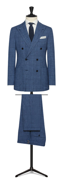 Spring / Summer 23  two blue wool-silk-linen with glencheck