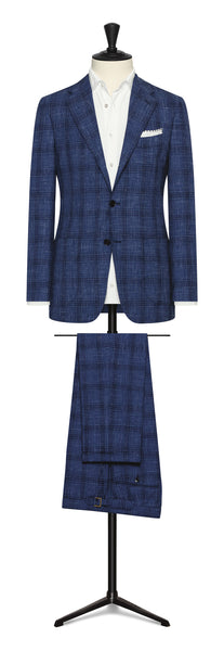 Spring / Summer 23 /  two blue wool-silk-linen with royal blue check