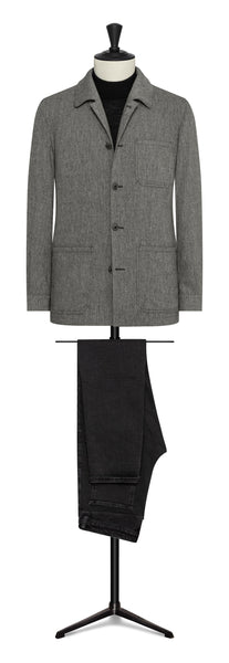 Stone grey stretch faux -knit carded wool-cashmere by BOTTO GIUSEPPE
