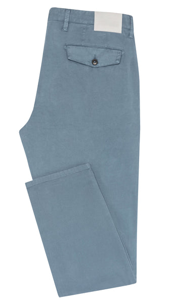 CHINOS - CUSTOM MADE -  slate blue garment-dyed stretch broken twill