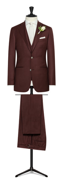 Wedding Suit -  burgundy s130 wool twill
