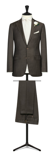 Wedding Suit -  d.brown twill wool-mohair