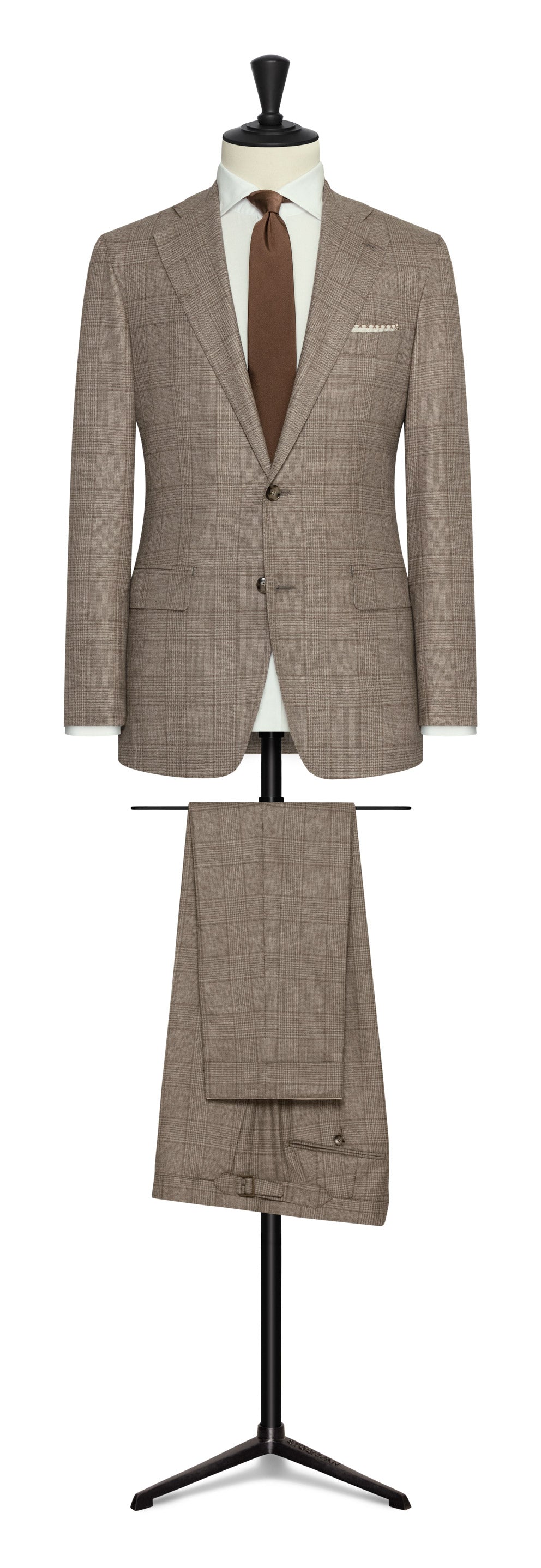 2022 Fall / Winter Custom Suit taupe´ s120wool with latte glencheck by Loro Piana