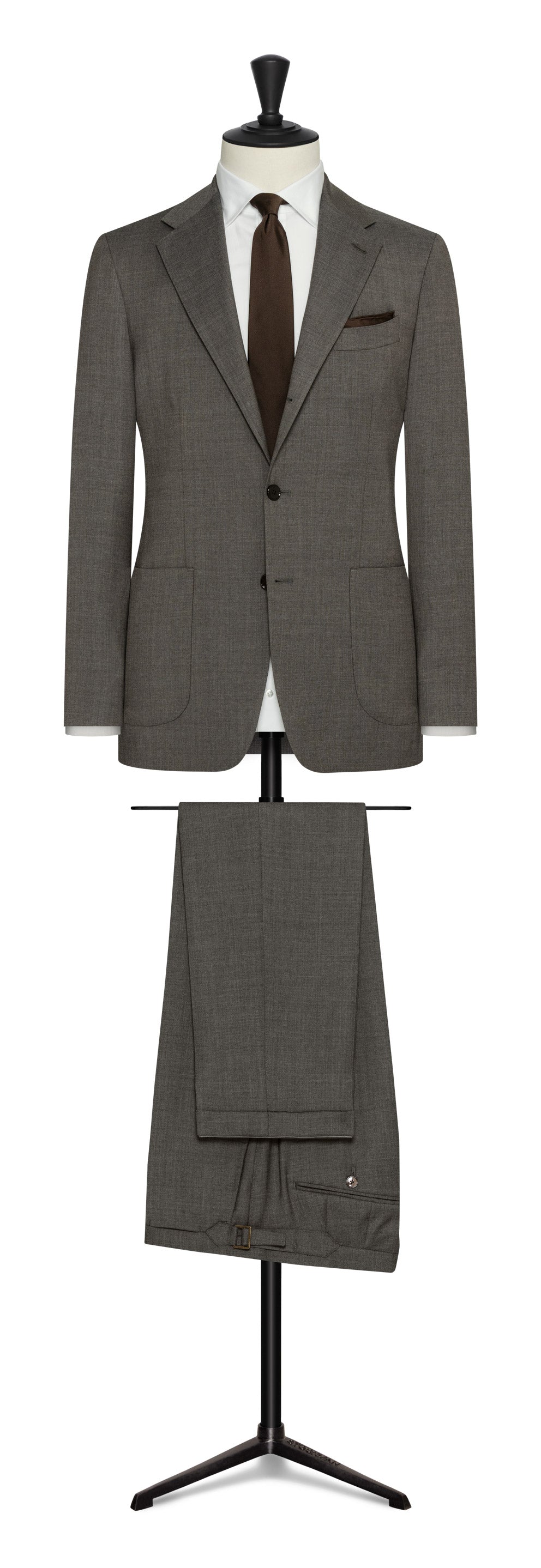 2022 Fall / Winter Custom Suit taupe´ natural stretch s100 wool basket weave by Loro Piana