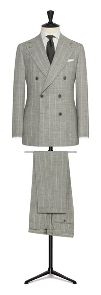 2022 Fall / Winter Custom Suit light grey natural stretch s 130 wool flannel with stripe by Drago