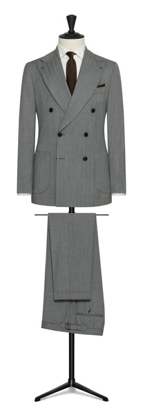 2022 Fall / Winter Custom Suit smoke grey bi-stretch s130 solaro herringbone by Drago