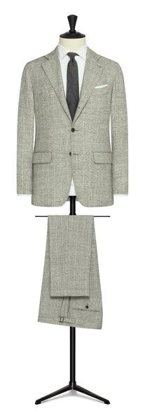 2022 Fall / Winter  Informal Custom Suit grey-white alpaca-linen blend with structured stripe by Ferla