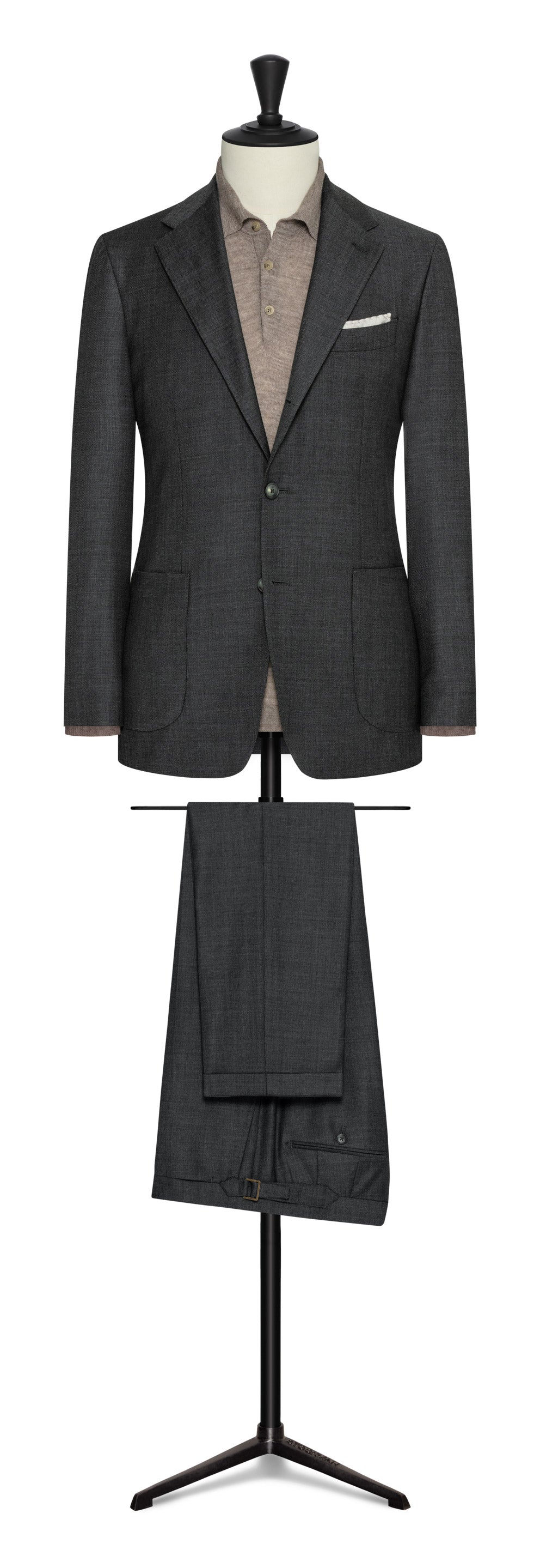 2022 Fall / Winter Custom Suit anthracite grey stretch wool with micro-structure by Loro Piana