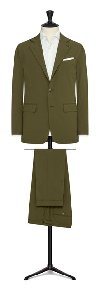 2022 Fall / Winter Custom Suit olive stretch technical fabric with structed micro-check by Olivera