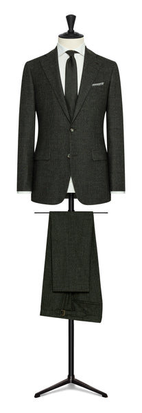 2022 Fall / Winter Custom Suit forrest green-black mouline´ natural bi-stretch s130 wool flannel by Drago