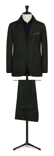 2022 Fall / Winter Custom Suit dark green stretch wool lyocell-cashmere blend twill by Carlo Barbera