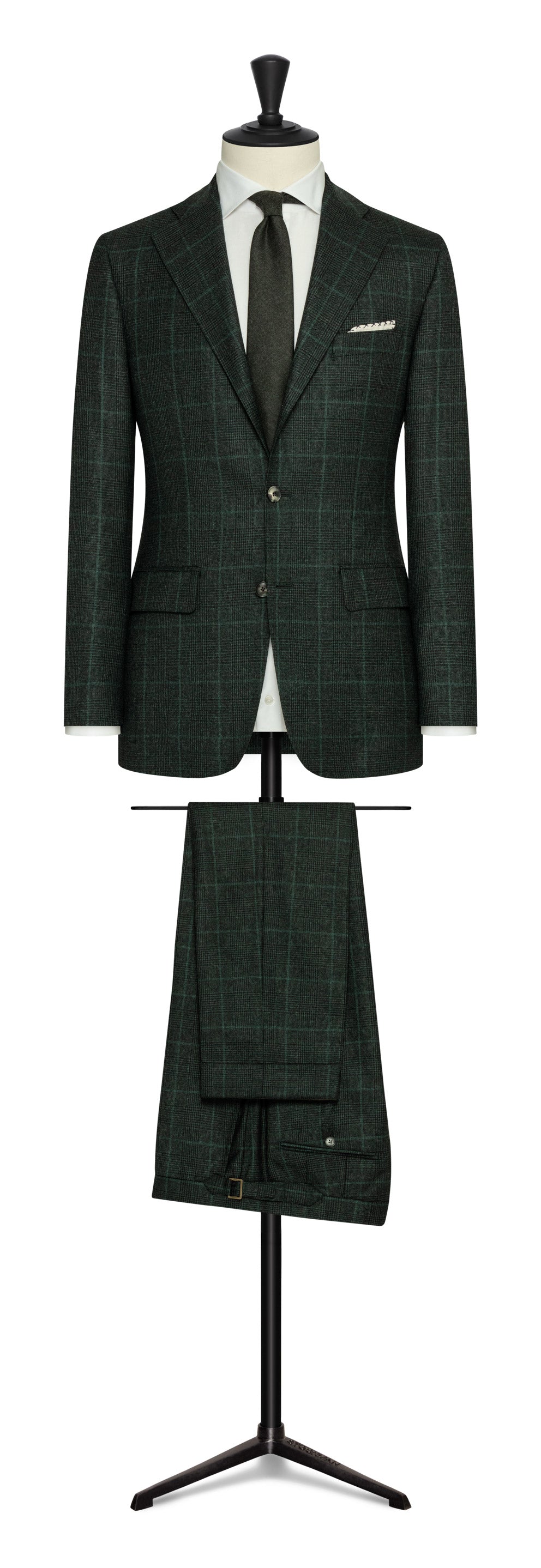 2022 Fall / Winter Custom Suit bottle green-black natural stretch s120 wool Prince of Wales check by Loro Piana