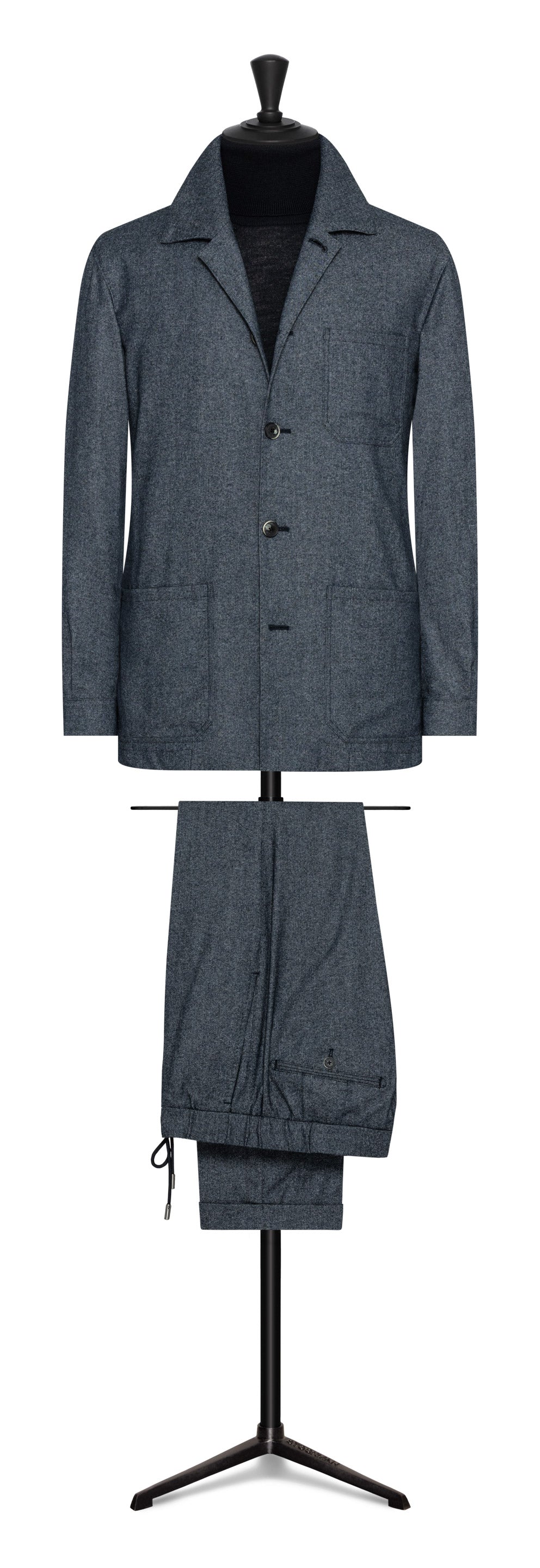 Fall / Winter 2022 Informal Custom Suit - denim blue stretch wool-cotton-cashmere flannel by BOTTO GIUSEPPE