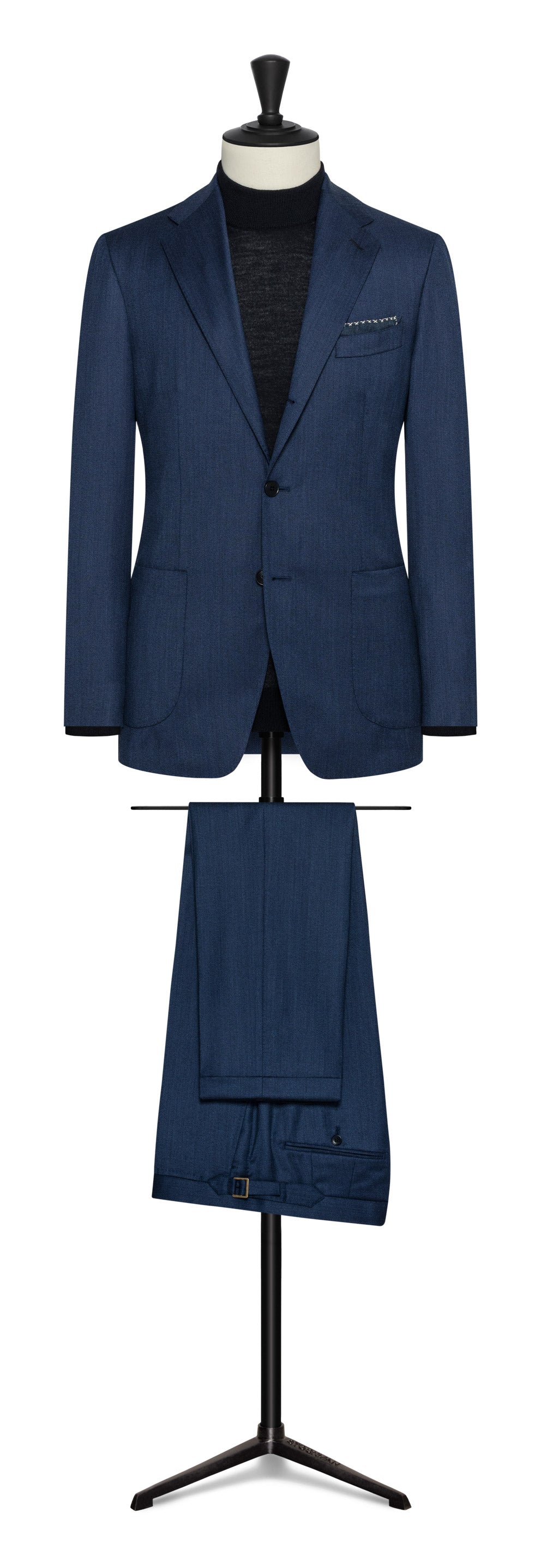 Fall / Winter Custom Suit blue melange natural stretch s130 wool twill by Drago