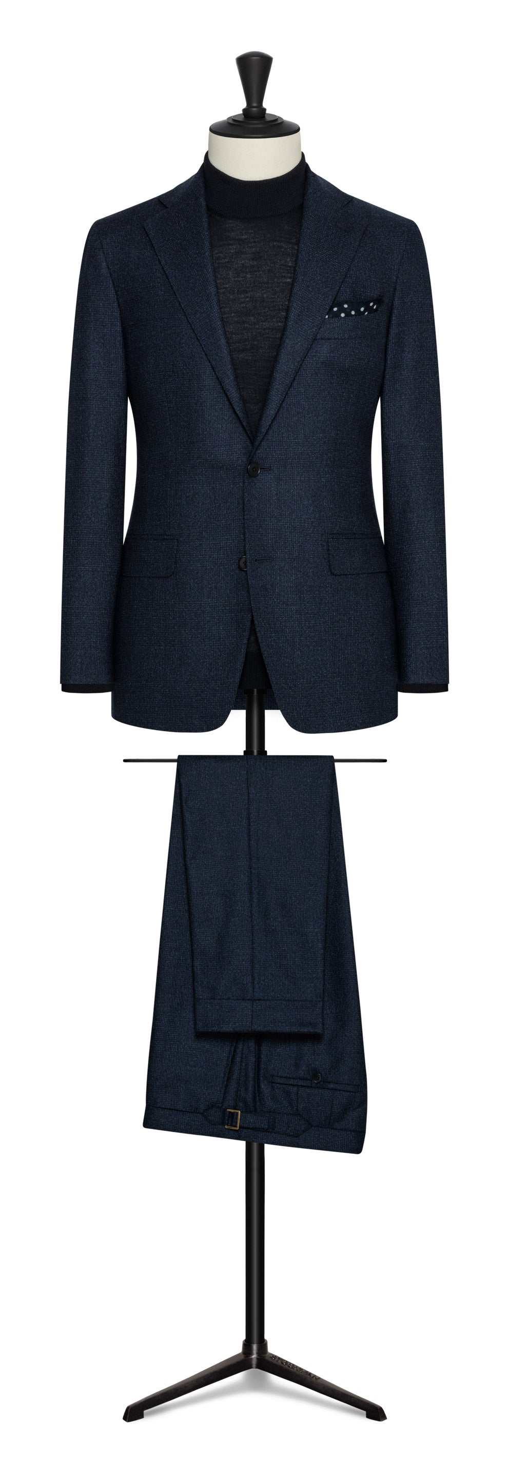 Fall / Winter 2022 Custom Suit - mixed blue s120 wool mouline´with gelncheck  by LORO PIANA