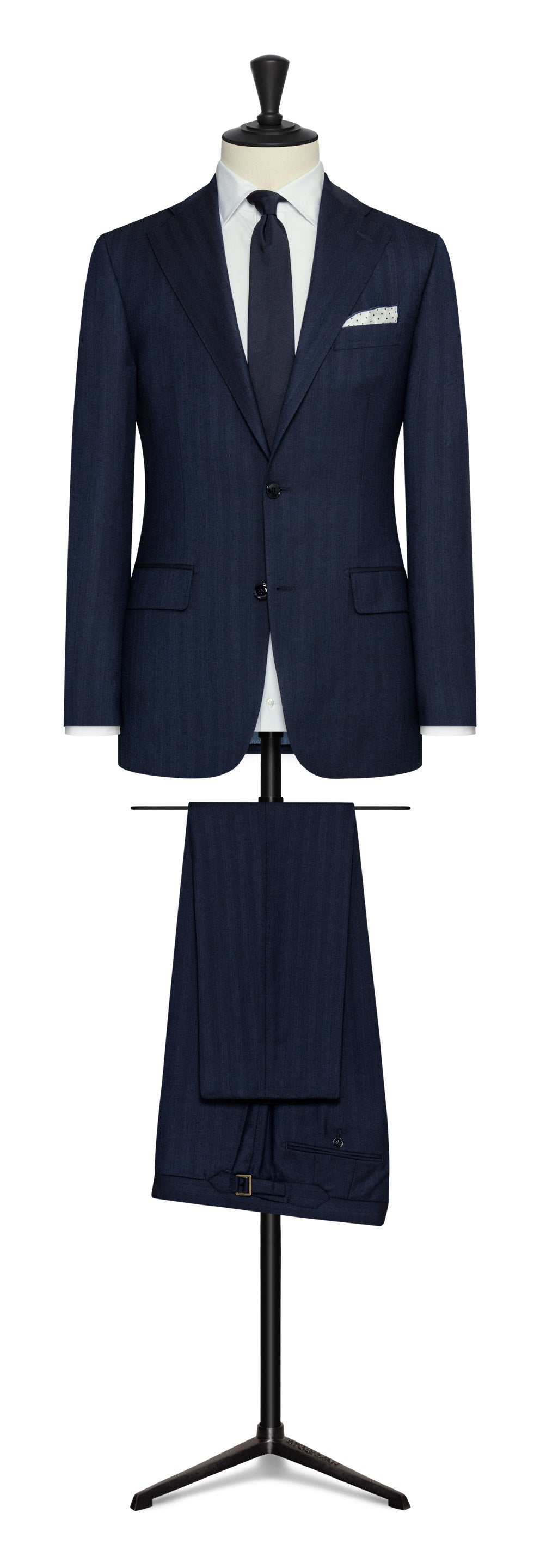 Fall / Winter 2022 Custom Suit - blue natural bi-stretch s130 wool solaro herringbone by DRAGO