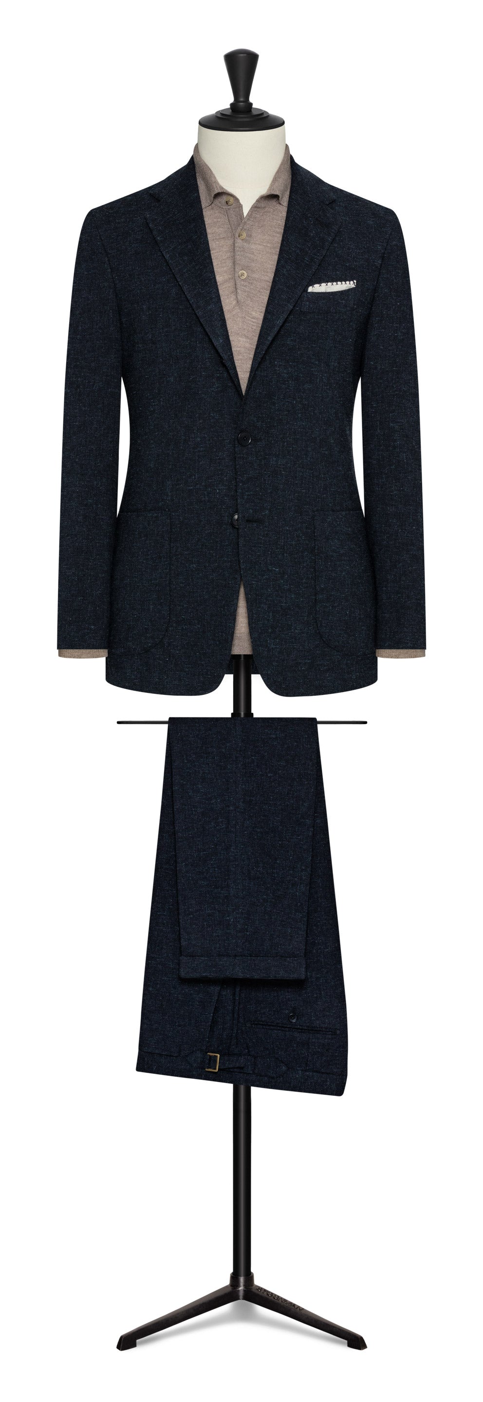 Fall / Winter 2022 Custom Suit - dark blue melange stretch wool-linen blend by Carlo Barbera