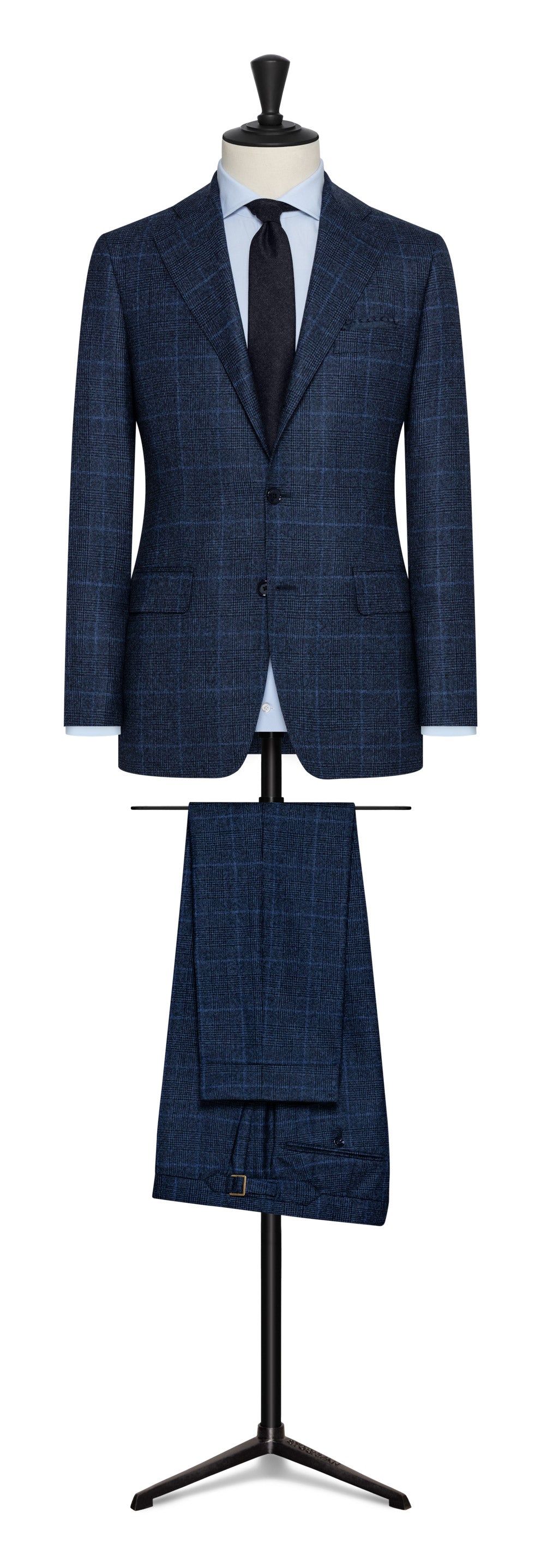 Fall / Winter 2022 Custom Suit - lapis blue-black natural strtch s120 wool Prince of Wales check by LORO PIANA