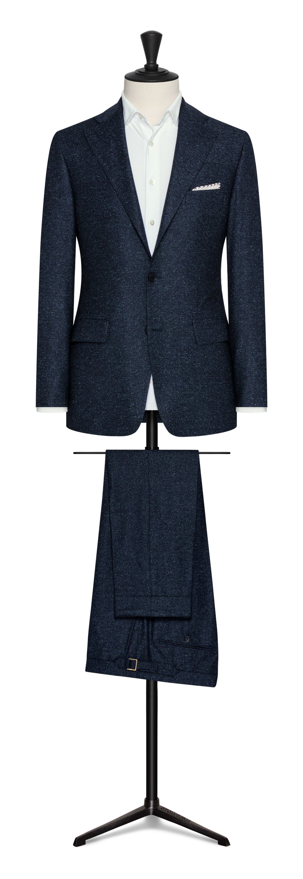 Fall / Winter 2022 Custom Suit - navy blue stretch wool-silk with speckles by Zignone