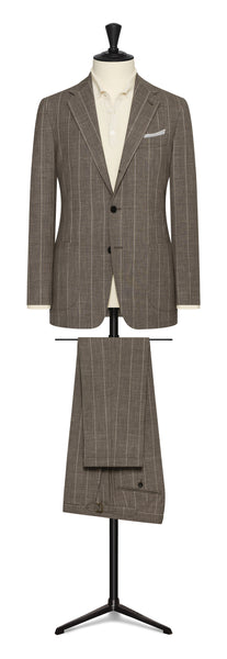 Spring / Summer 23  /l.taupe wool-silk-linen with off-white stripe