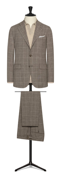 Spring / Summer 23  l.taupe wool-silk-linen with off-white windowpane