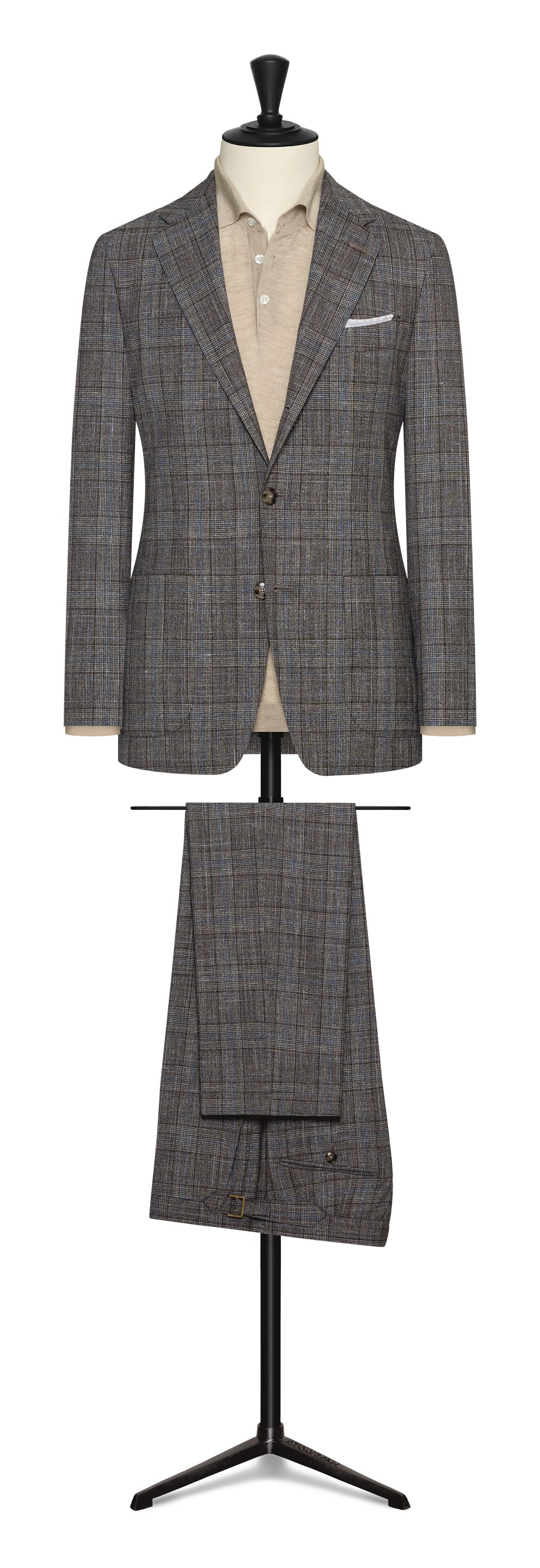 Spring / Summer 23 / brown wool-silk-linen glencheck with l.blue check