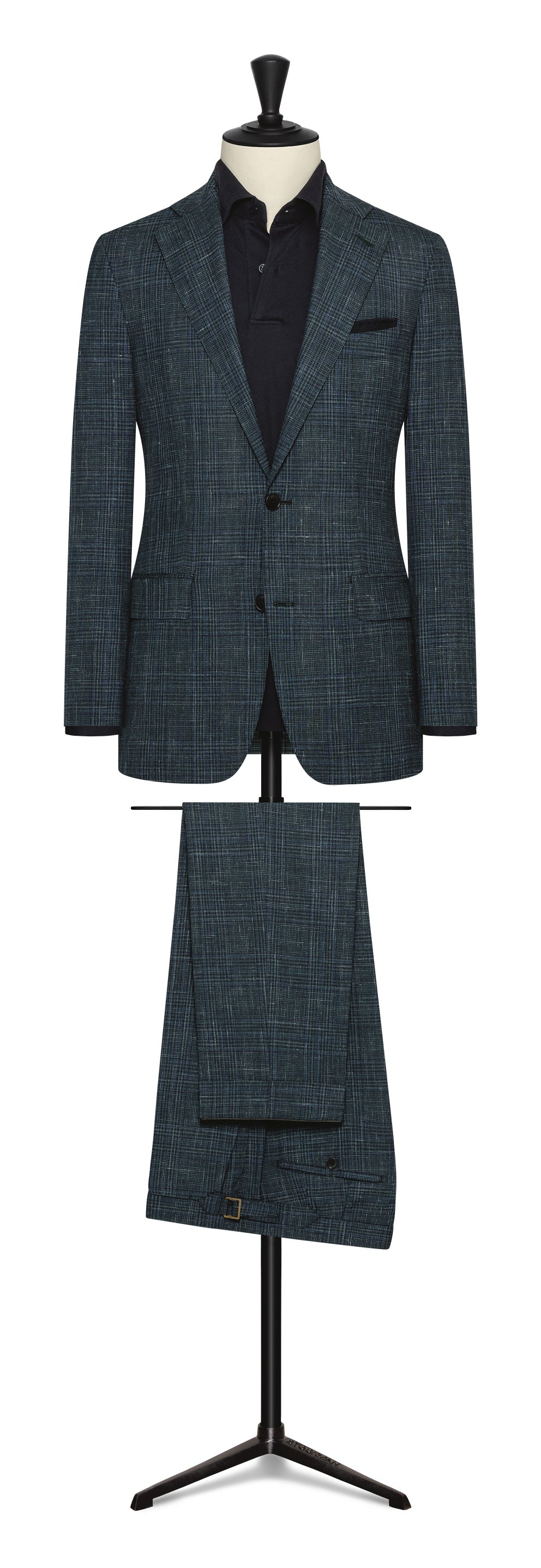 Spring / Summer 23 /  mixed green wool-silk-linen with blue check