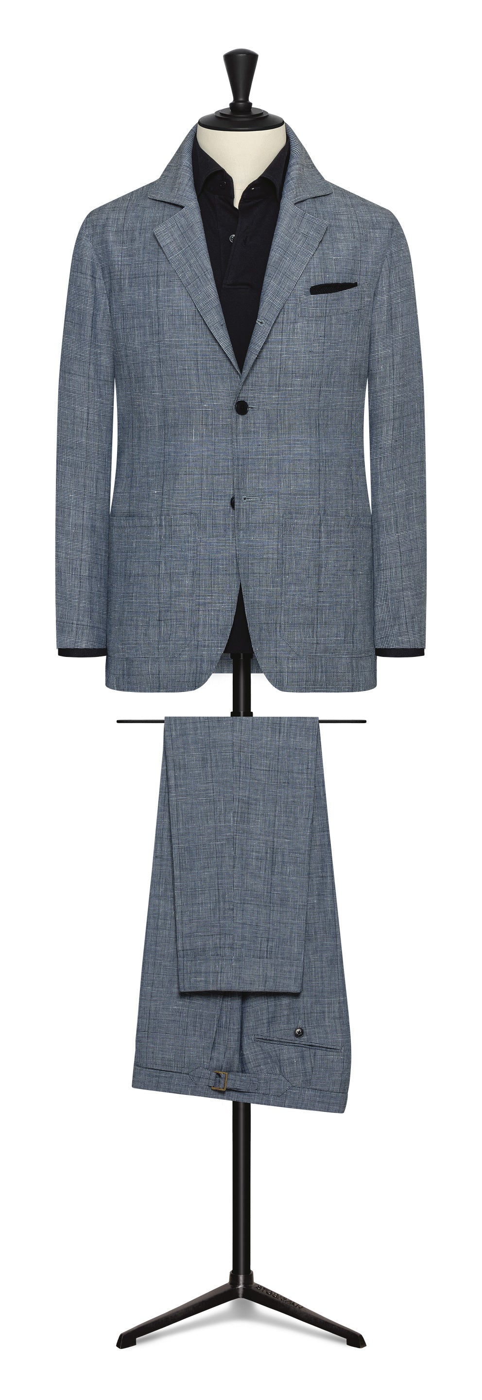 Spring / Summer 23  / white linen-wool with navy glencheck