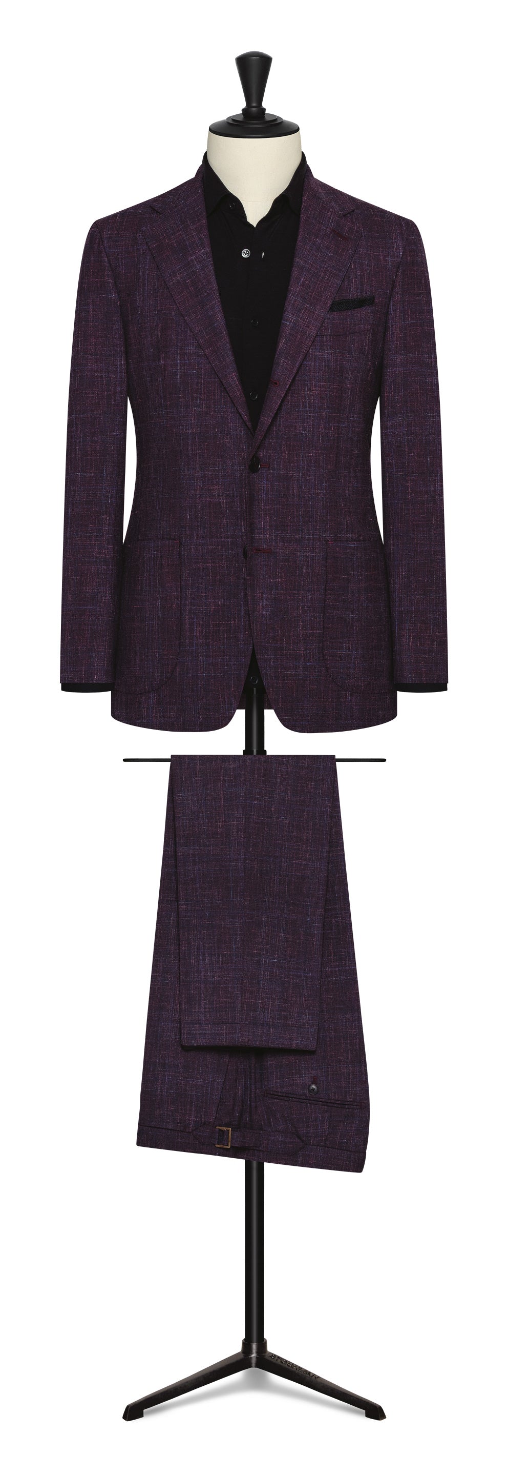 Spring / Summer 23 / aubergine wool-silk-linen with blue check