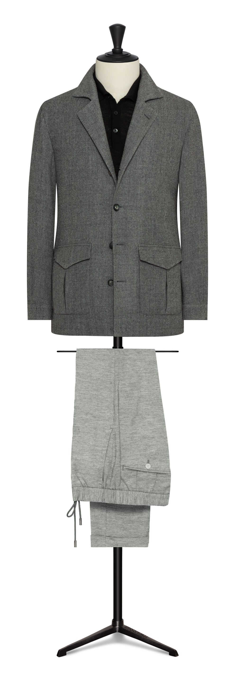 Stone grey stretch wool-cashmere by ZIGIONE