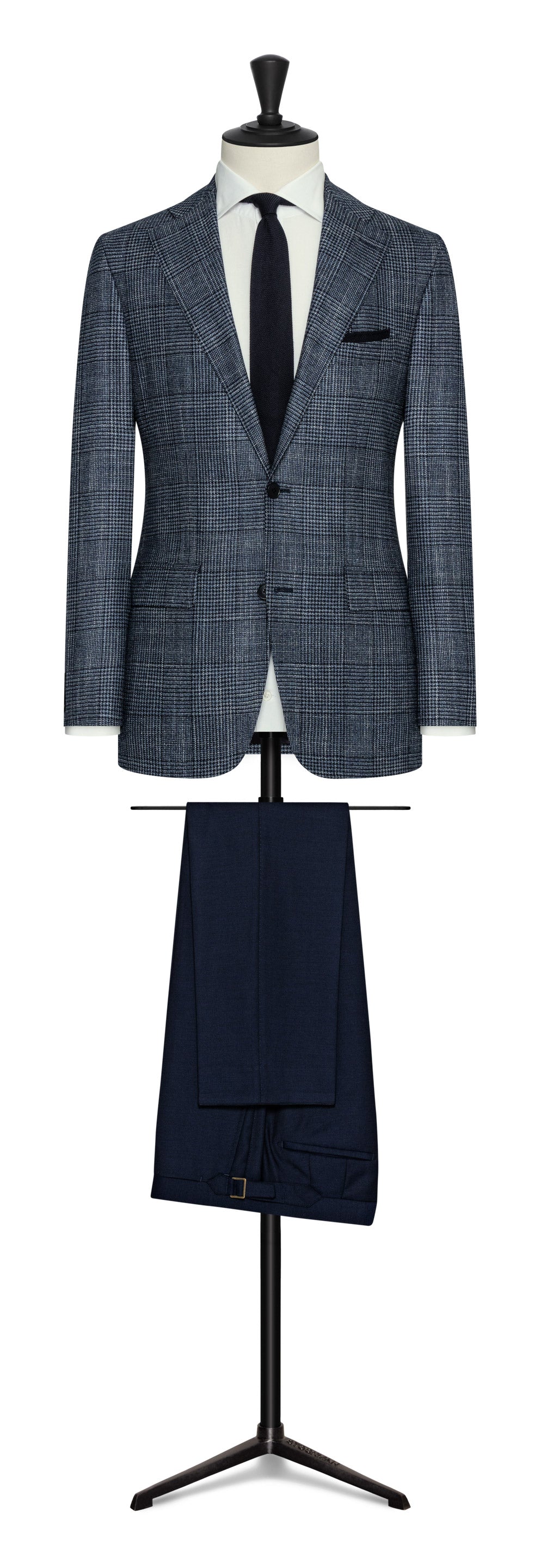 Dark mixed blue wool-silk-cashmere with glencheck by LORO PIANA