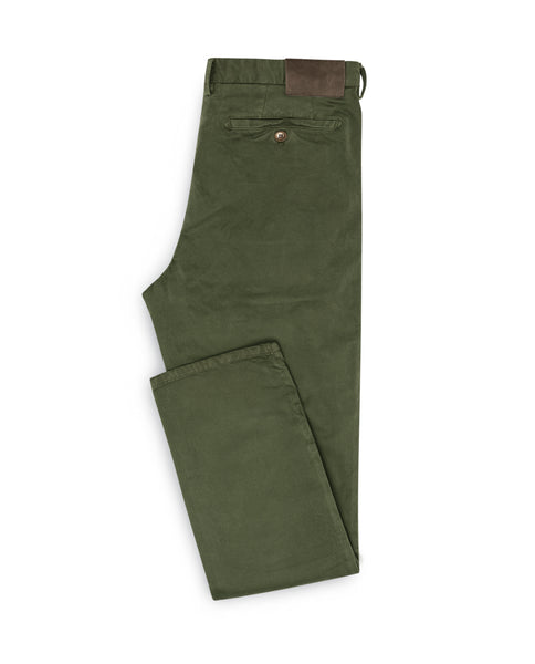 CHINOS - CUSTOM MADE dusty olive garment-dyed stretch broken twill