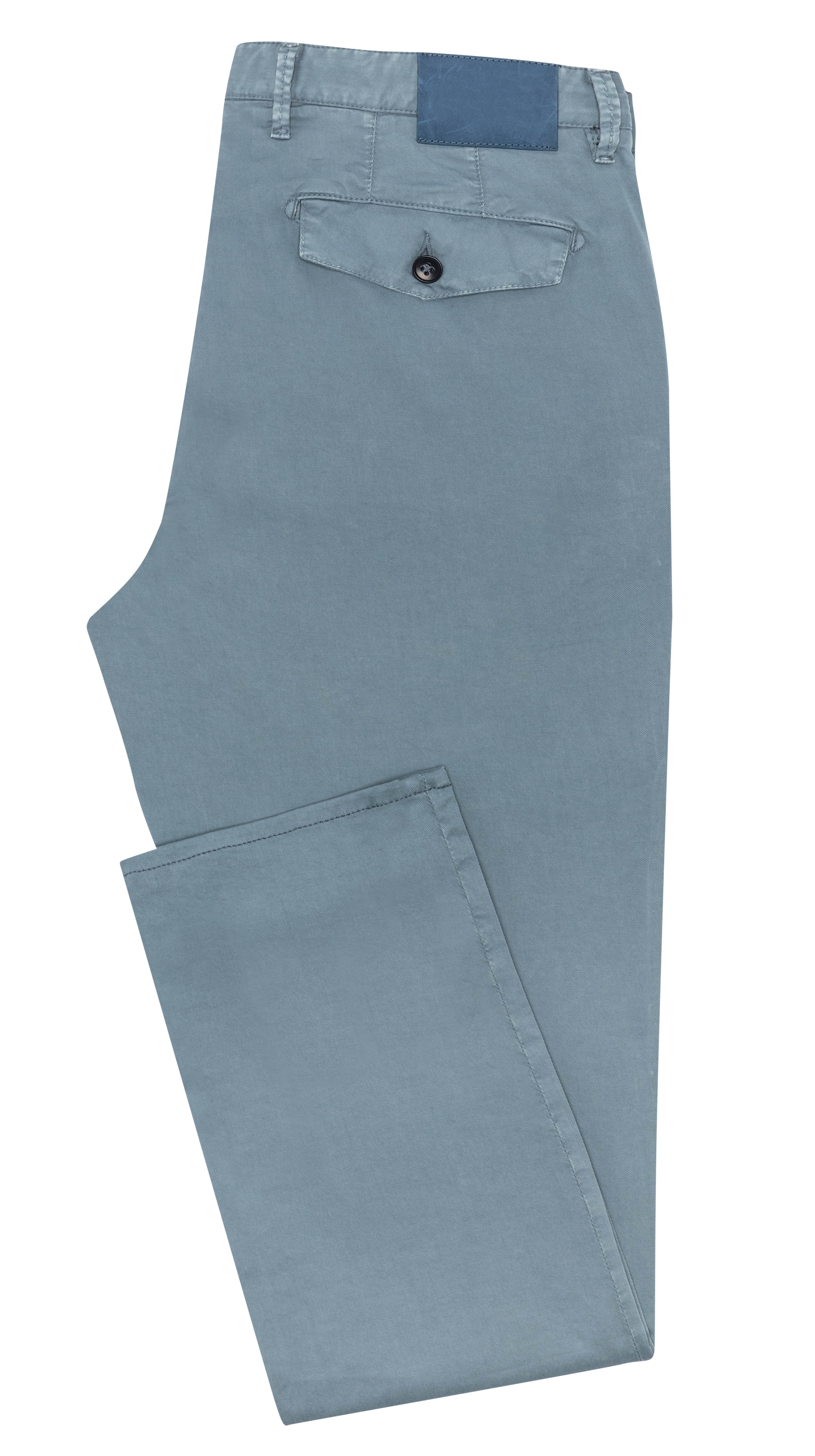 CHINOS - CUSTOM MADE - slate blue garment-dyed stretch fine twill