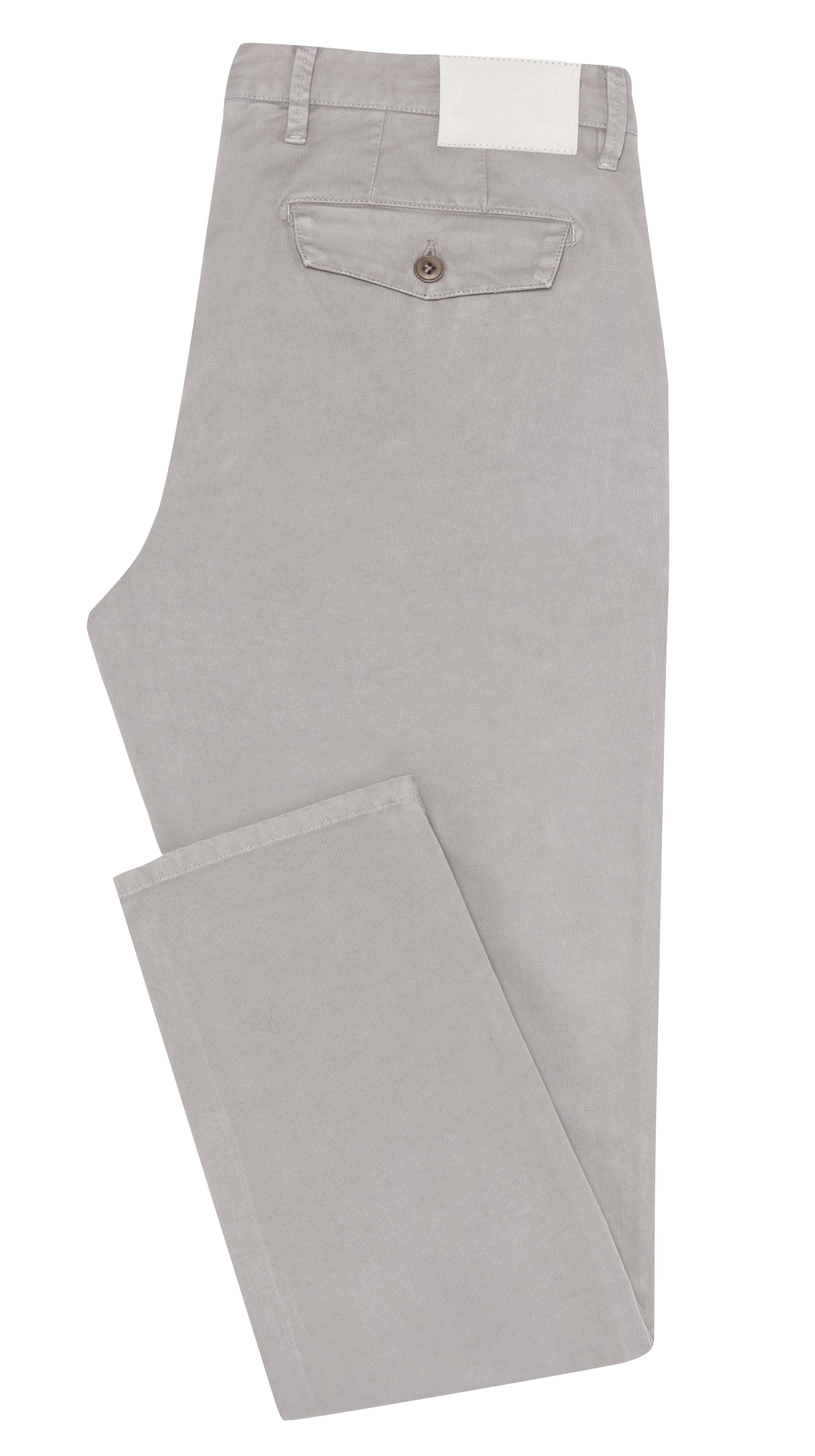 CHINOS - CUSTOM MADE - light grey garment-dyed stretch fine twill