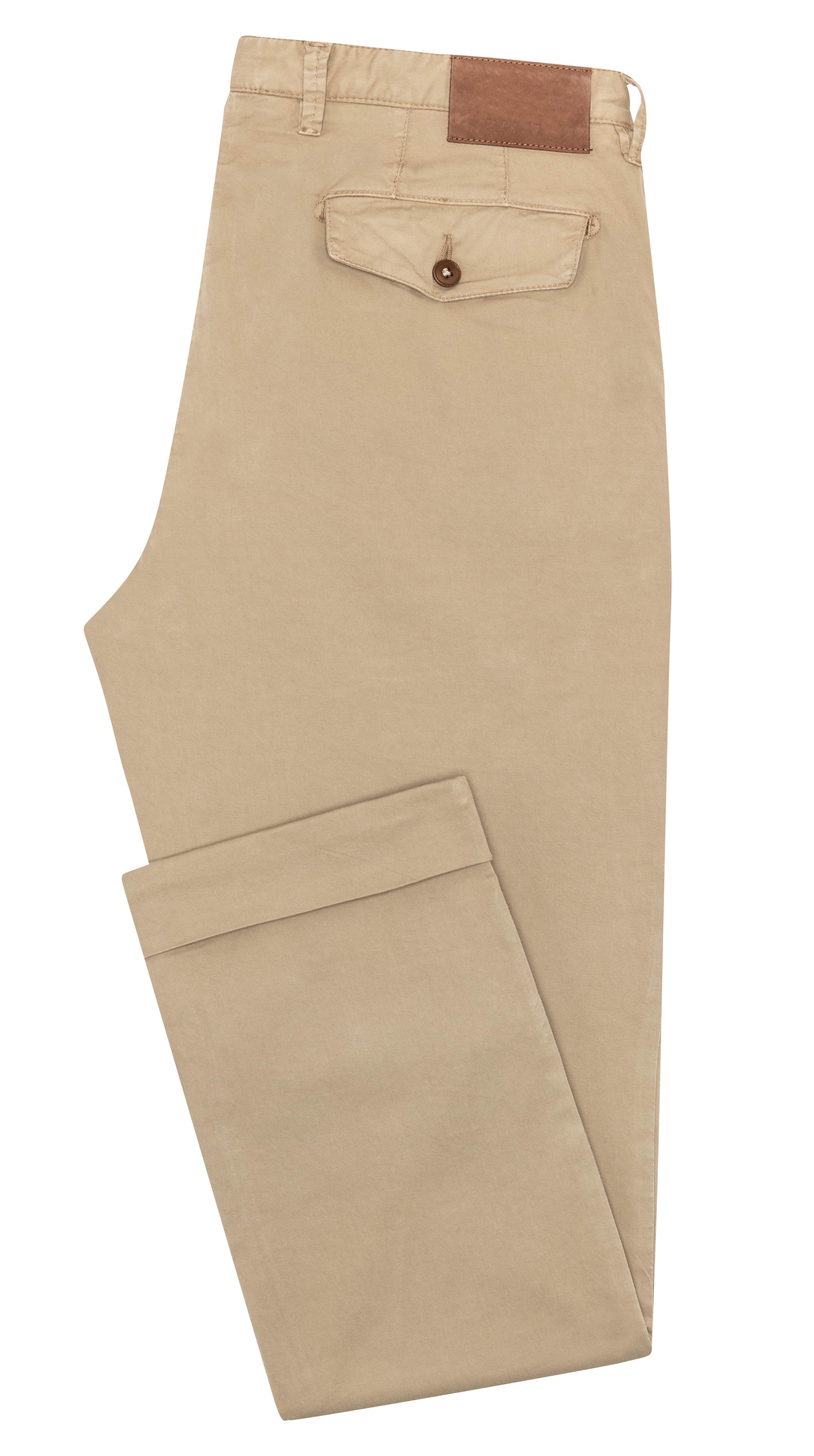 CHINOS - CUSTOM MADE -  khaki garment-dyed stretch fine twill