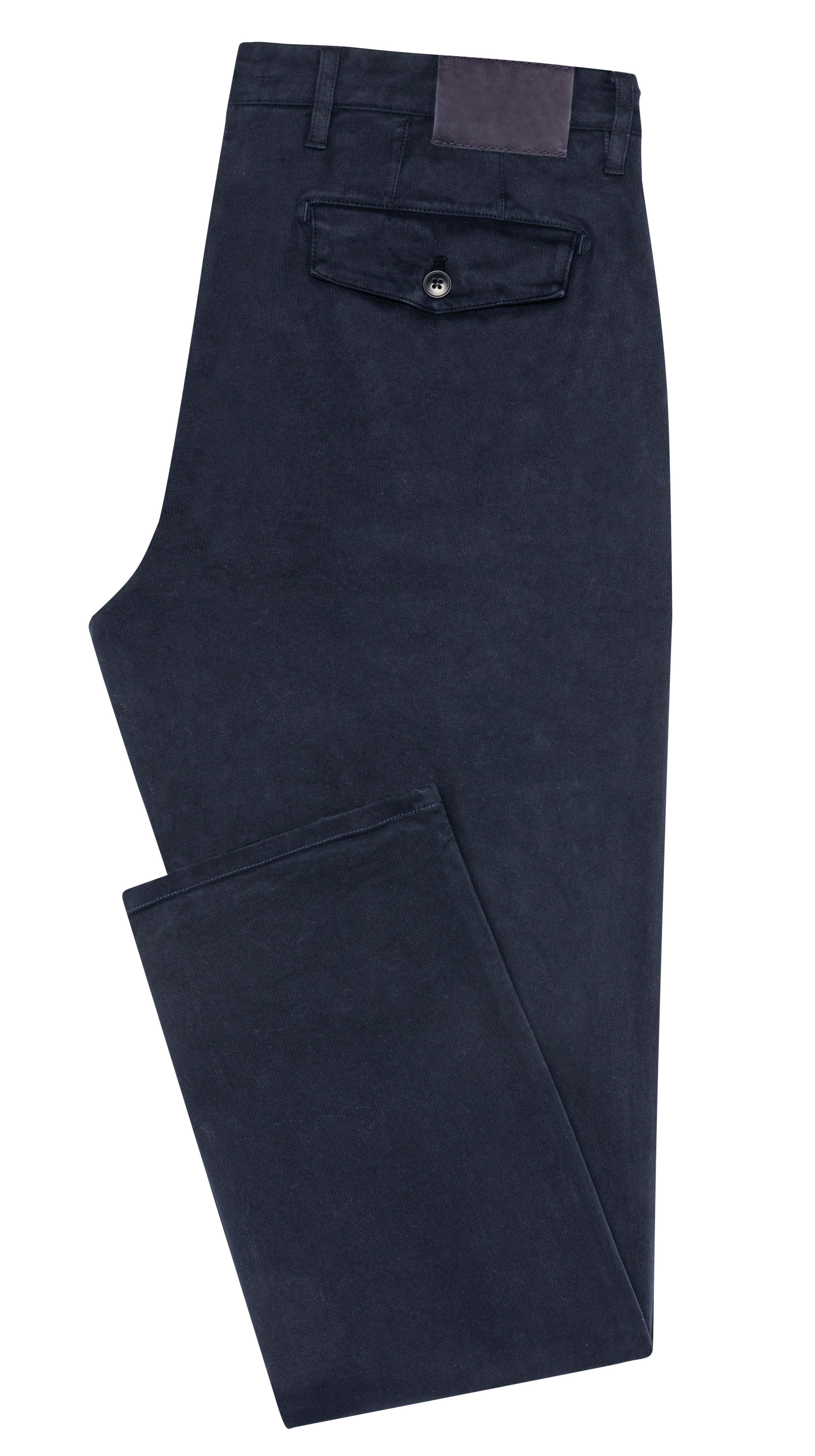 CHINOS - CUSTOM MADE -  dark blue garment-dyed stretch broken twill