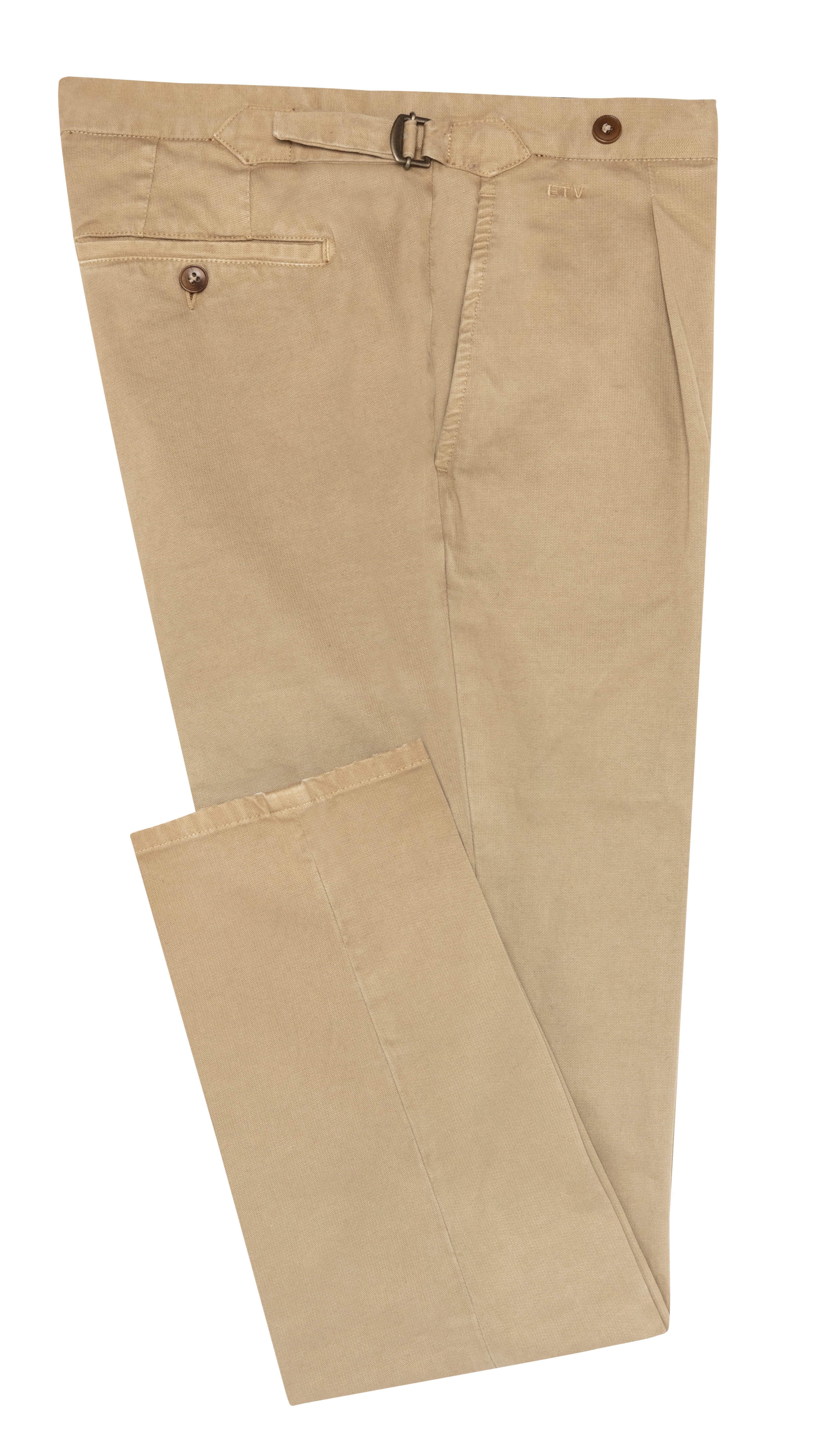 CHINOS - CUSTOM MADE -   khaki garment-dyed stretch broken twill