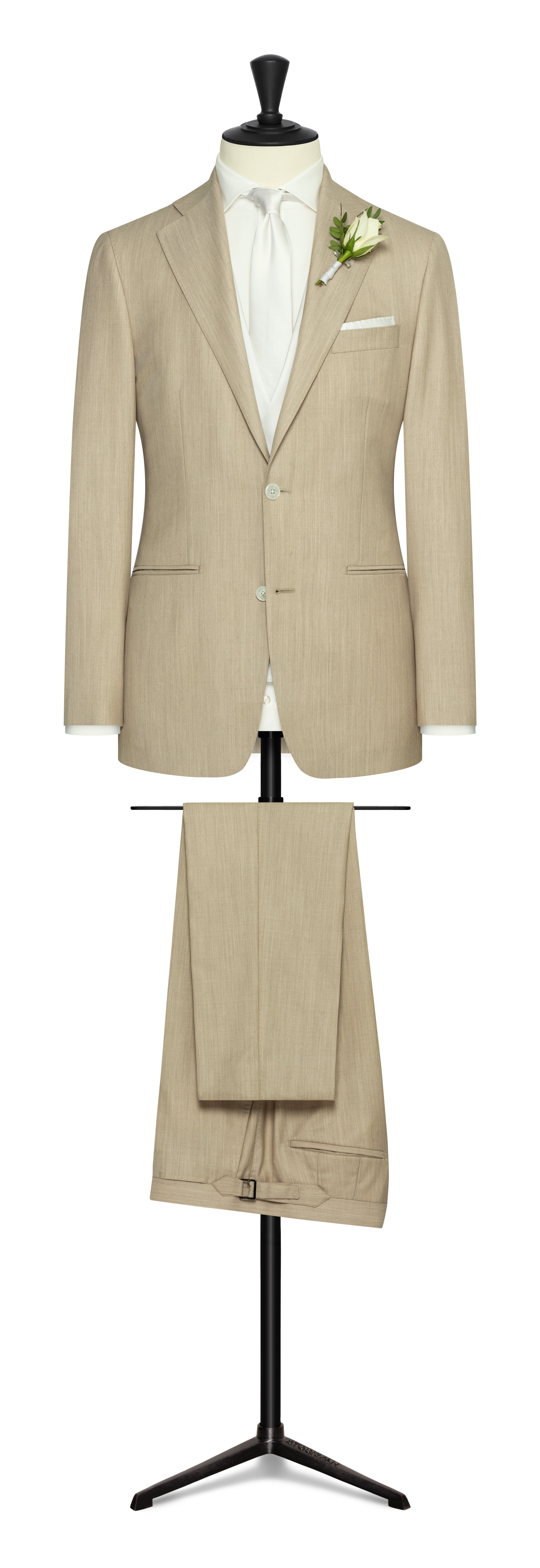 Wedding Suit -  sand mélange s130 wool twill