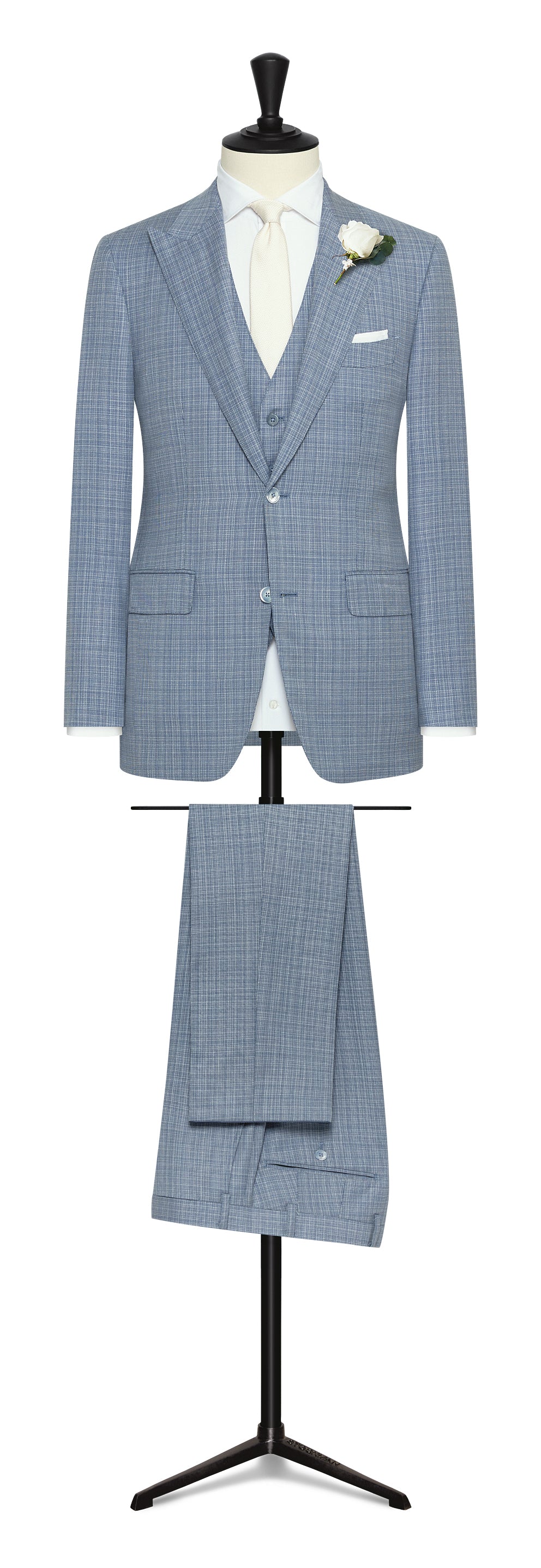 Wedding Suit - blue-white wool fancy weave