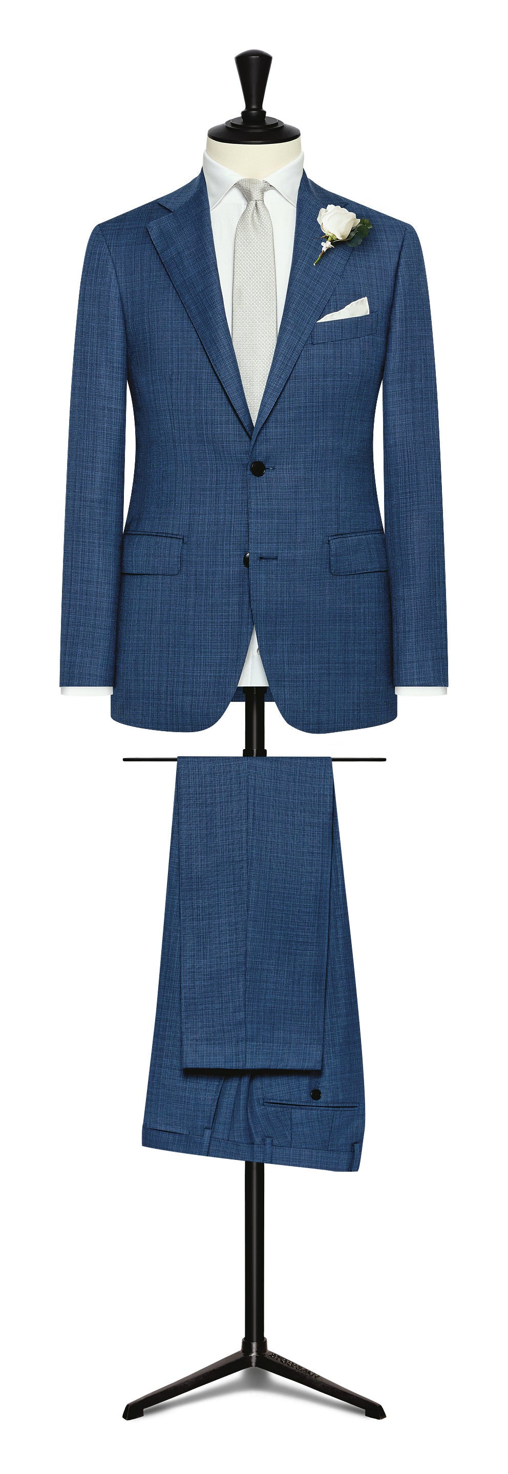 Wedding Suit -  m.blue wool fancy weave