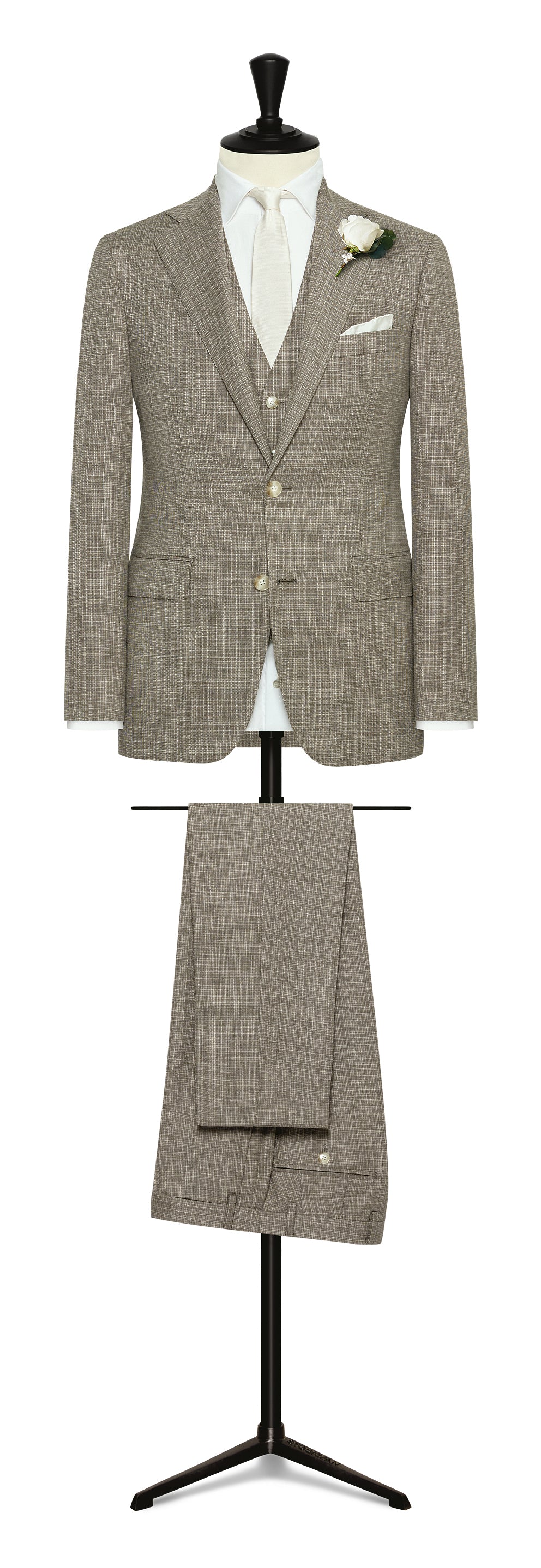 Wedding Suit - brown-white wool fancy weave