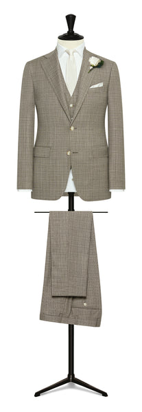 Wedding Suit - brown-white wool fancy weave